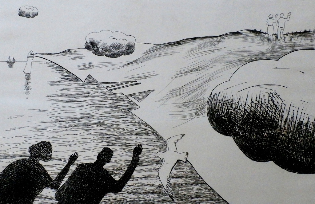 Hannes Postma - ets: Afscheid - 1971 verkocht voor € 45!