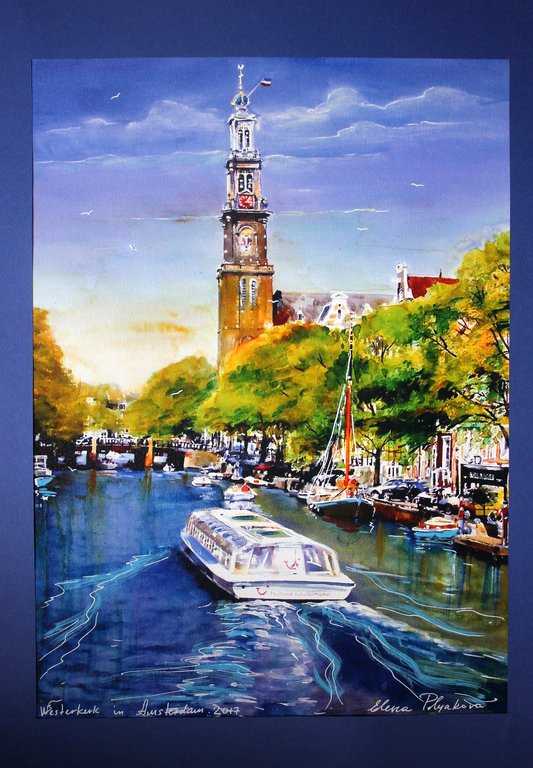Elena Polyakova:  Westerkerk in Amsterdam , Gemengde techniek kopen? Bied vanaf 55!