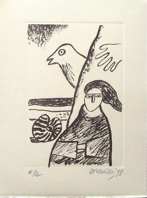 Corneille : vogel , zee en vrouw (mooie ets) kopen? Bied vanaf 1!