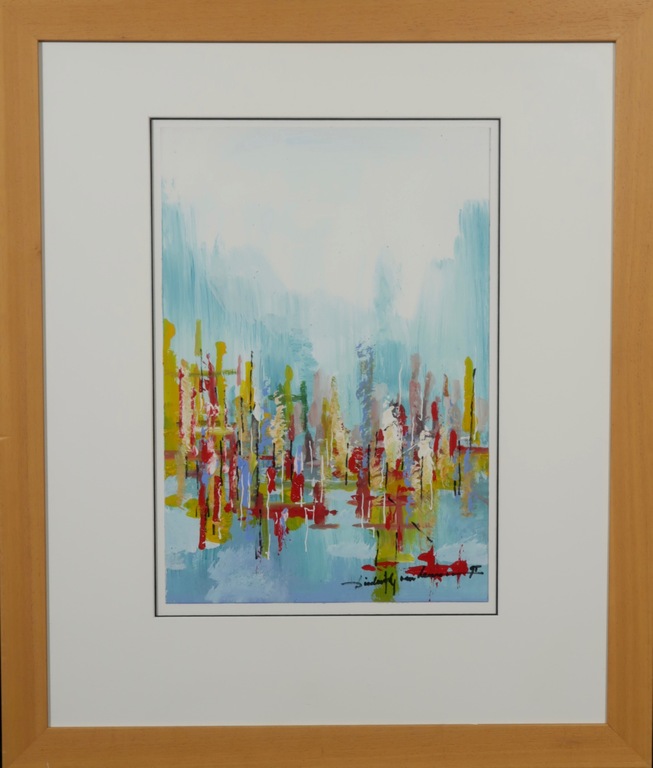 Diederik van Leeuwen: Acryl op papier, Zonder titel - Ingelijst verkocht voor € 35!