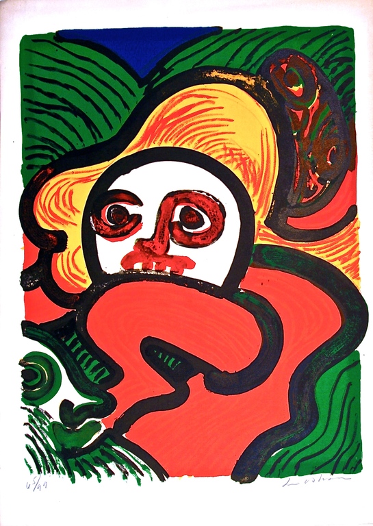 Bengt Lindström, Kleurenlitho, Blonde vrouw in rood  kopen? Bied vanaf 350!