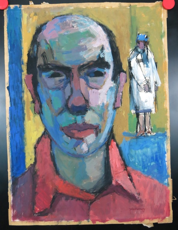 Jan Battermann: Gouache, Zelfportret van de schilder en zijn vrouw kopen? Bied vanaf 140!