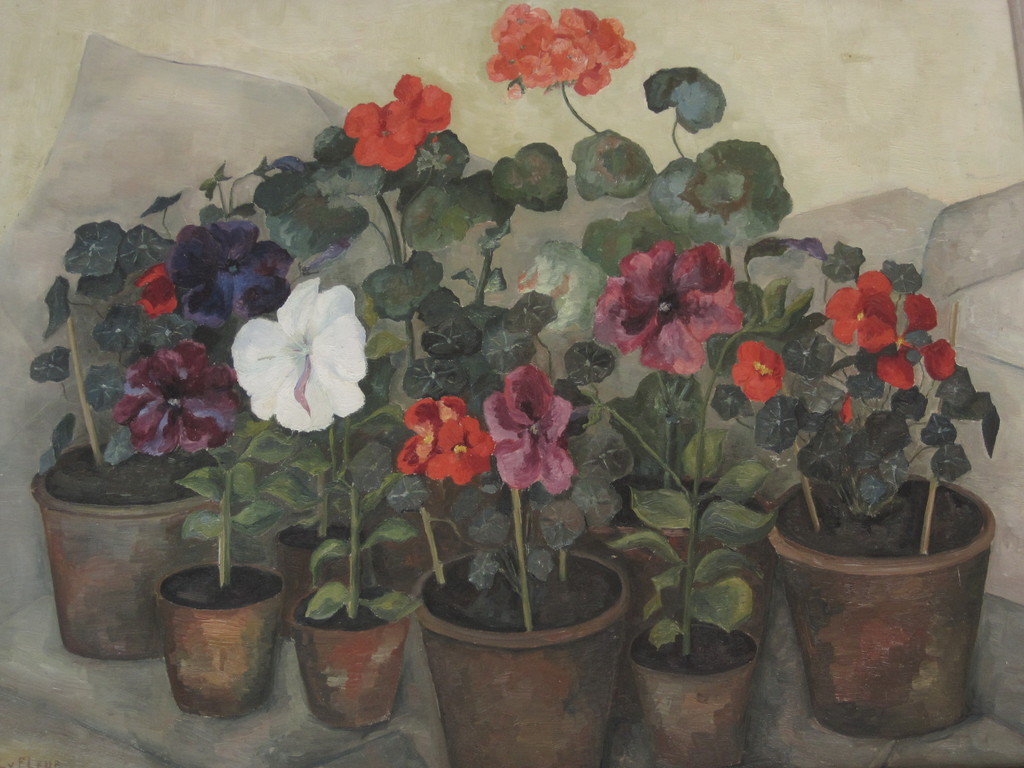 GROOT Nieuwe Zakelijkheid olievrf "stilleven kamerplanten" Willy Fleur 1888-1967 kopen? Bied vanaf 1!