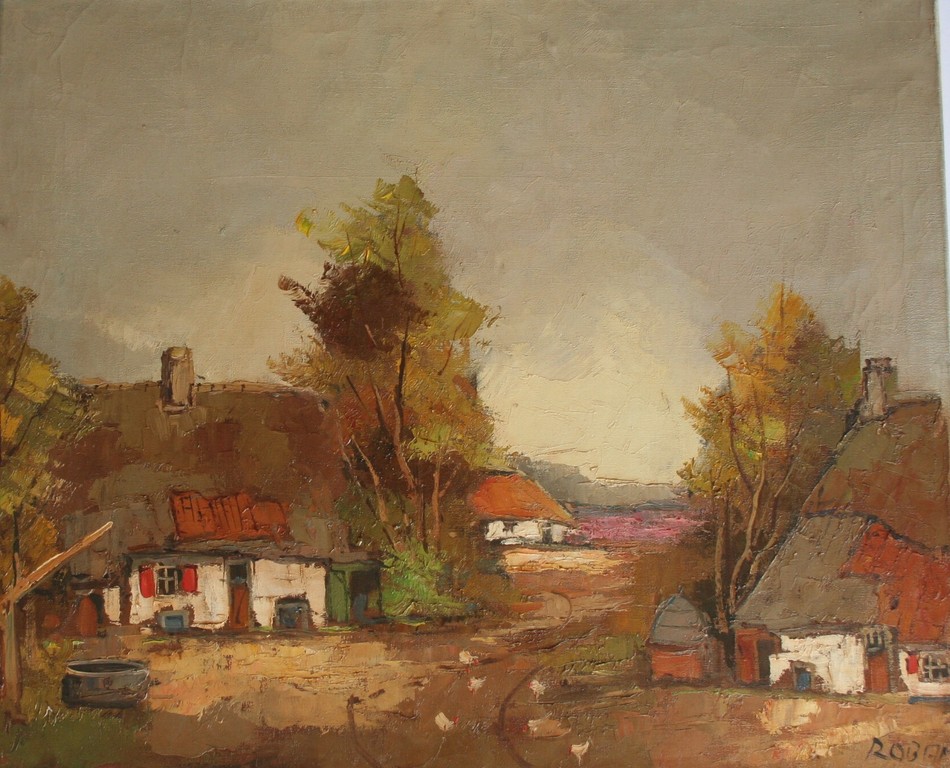 Onbekende kunstenaar - olieverf op doek - landelijk tafereel - gesigneerd kopen? Bied vanaf 1!