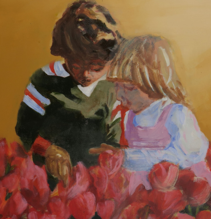 Peter van der Ploeg: Olieverf op doek, Tussen de bloemen  kopen? Bied vanaf 100!