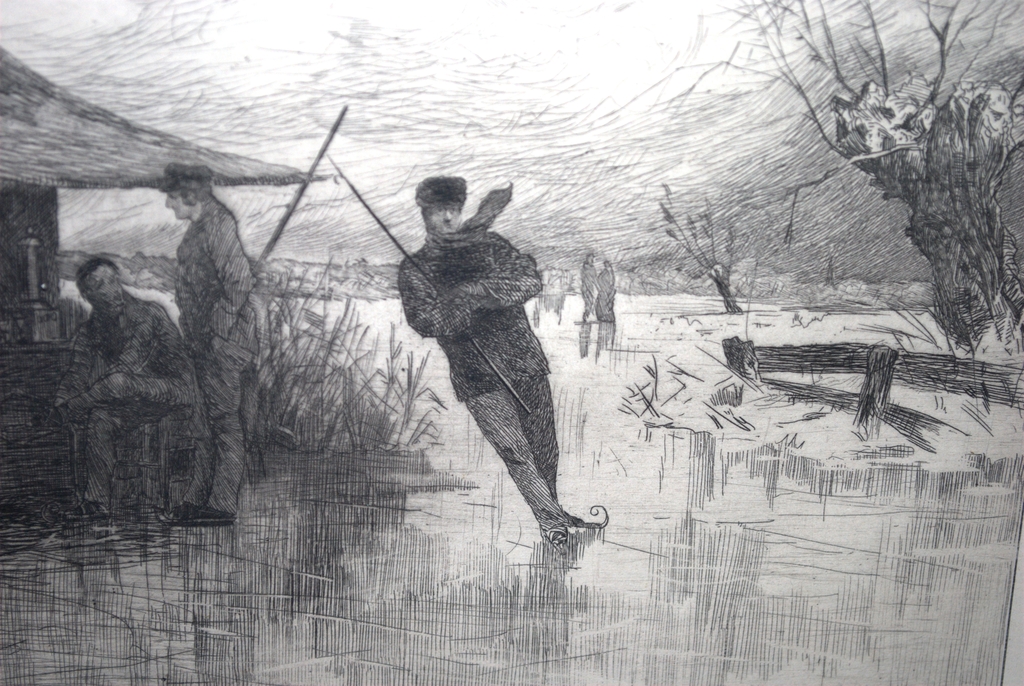 De schaatsenrijder - ets uit 1885 kopen? Bied vanaf 45!