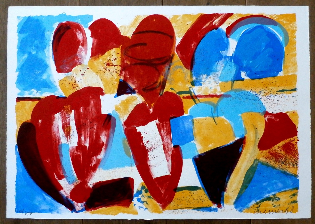 Jan Cremer - zeefdruk: L'histoire des Coeurs IV- 1998 kopen? Bied vanaf 225!