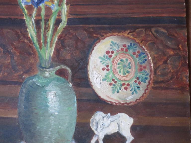 Onbekende kunstenaar, Stilleven met geitje, Olieverf op board kopen? Bied vanaf 1!