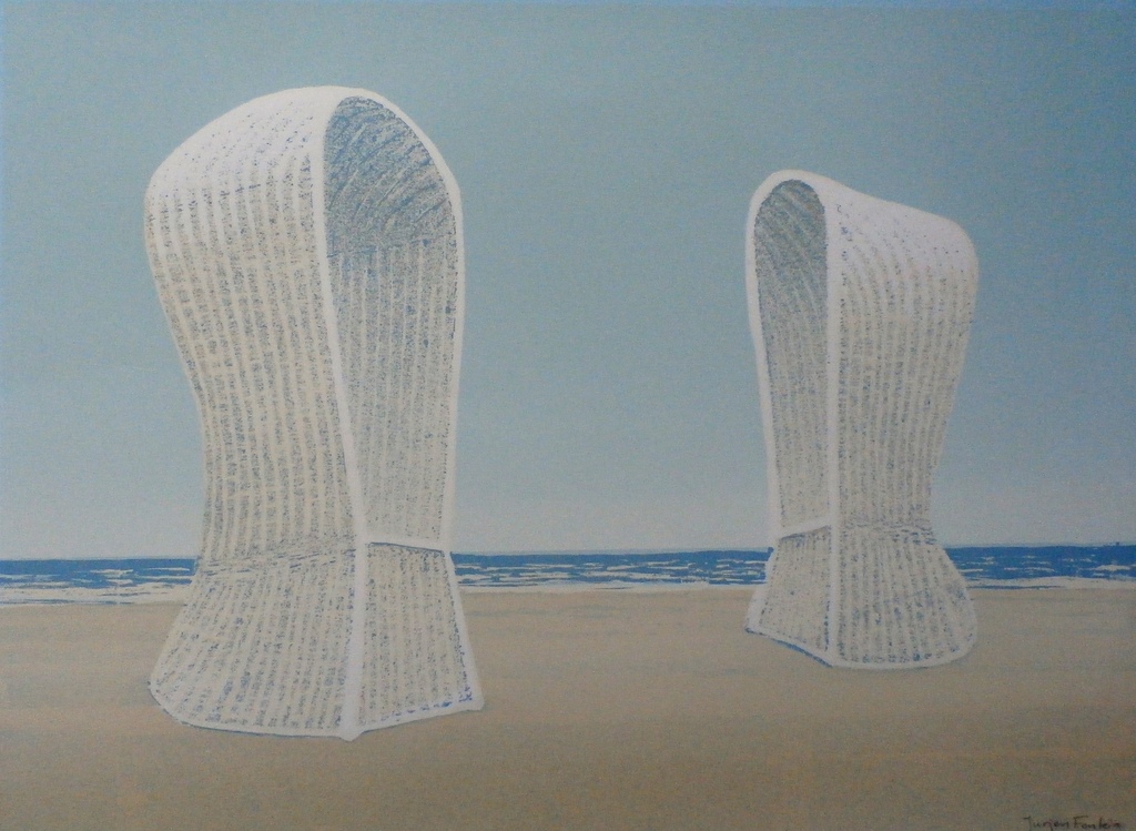 Jurjen Fontein - Zeefdruk: Strandstoelen  verkocht voor € 40!