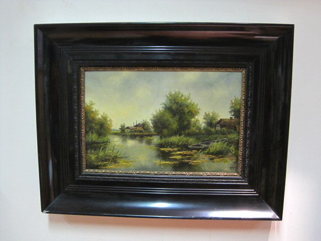 Henricus Rol (1906-1992) olieverf "landschap met bootje " gesigneerd ca 1940 kopen? Bied vanaf 1!