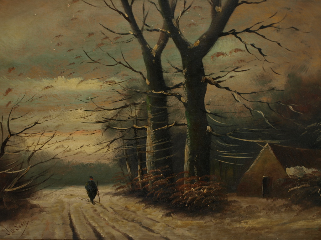 J. de Swart – Olieverf op hout – Winterlandschap -Gesigneerd & ingelijst–ca 1965 kopen? Bied vanaf 1!
