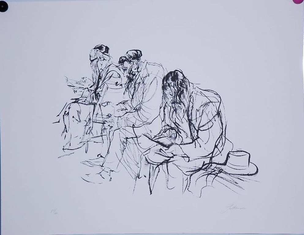 Piet Klaasse: Litho. Oude Joodse mannen lezen. kopen? Bied vanaf 50!