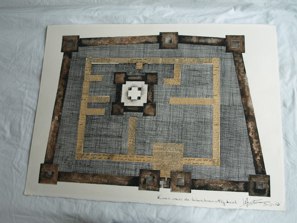 Walter Barten : Collage - Ksar van de Weerbarstigheid – gesigneerd – 1986 kopen? Bied vanaf 25!