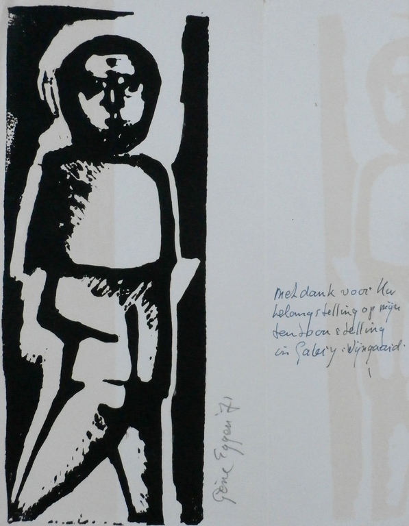 Gene Eggen - Houtsnede: tentoonstelling in galerie Wijngaard - 1971 kopen? Bied vanaf 40!