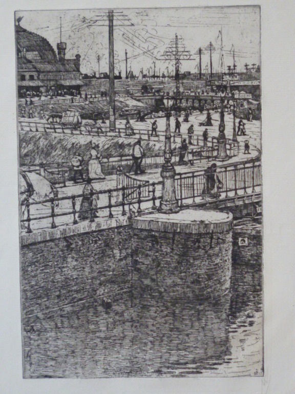 Maurits van der Valk - Ets - Bij C.S. Amsterdam verkocht voor € 90!