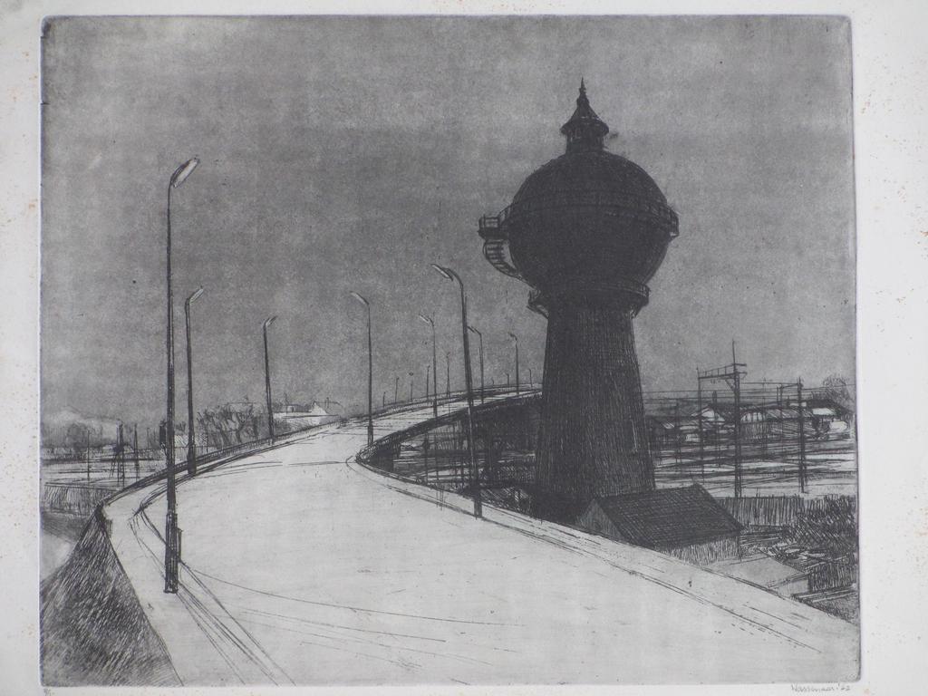  Wassenaar, Watertoren in industrieel landschap, Ets  kopen? Bied vanaf 30!