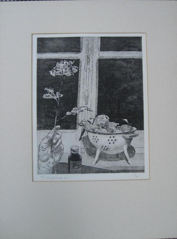 Theo Kurpershoek 1914-1998  gedetailleerde ets uit 1975 verkocht voor € 55!