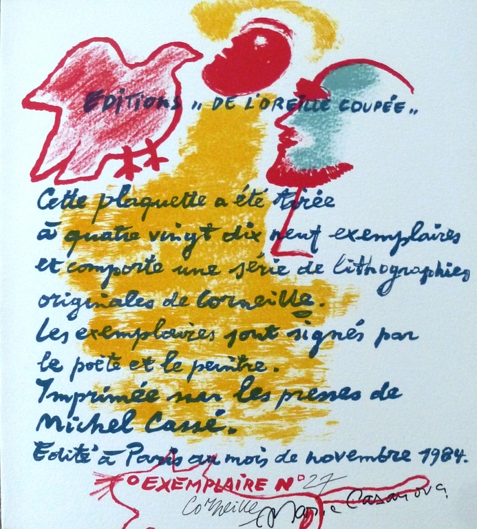 Corneille,litho: Maria Casanovo, 1984, handgesigneerd verkocht voor € 75!