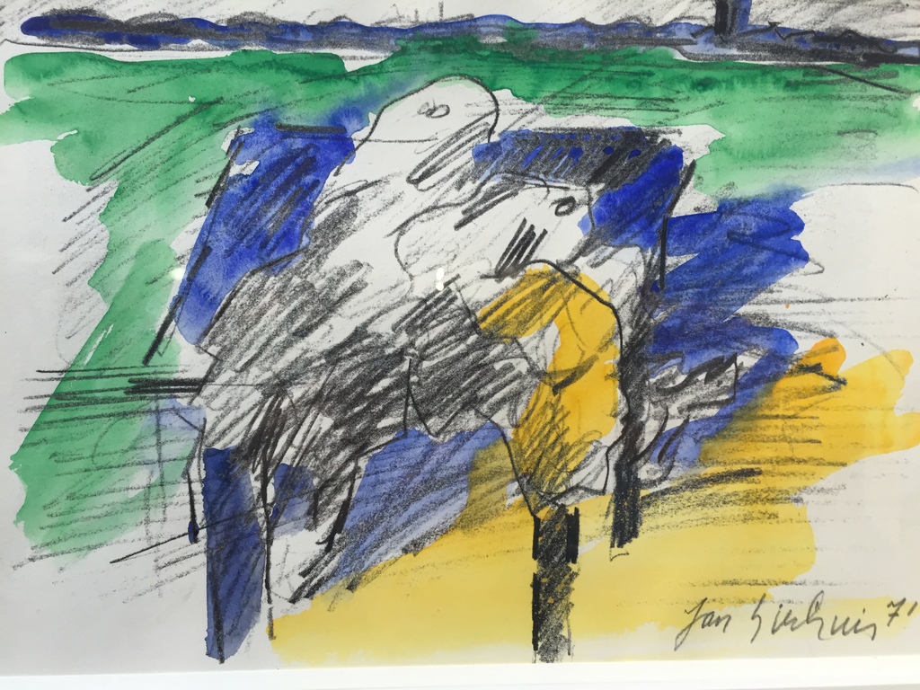 JAN SIERHUIS Originele aquarel van de Bekende ( CoBrA ) kunstenaar. verkocht voor € 240!