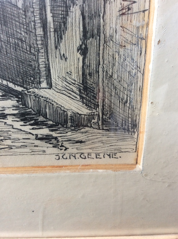 Pen getekende Litho tekening genaamd Brugges gesigneerd recht onder  kopen? Bied vanaf 1!