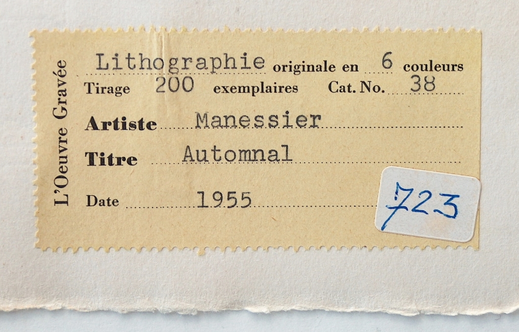Alfred Manessier : kleurenlitho, - Automnal -, 1955 kopen? Bied vanaf 100!