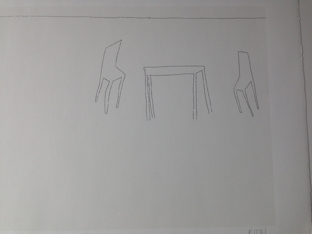 Klaas Gubbels, 1981, gesigneerd, zeefdruk, tafel & stoelen kopen? Bied vanaf 95!