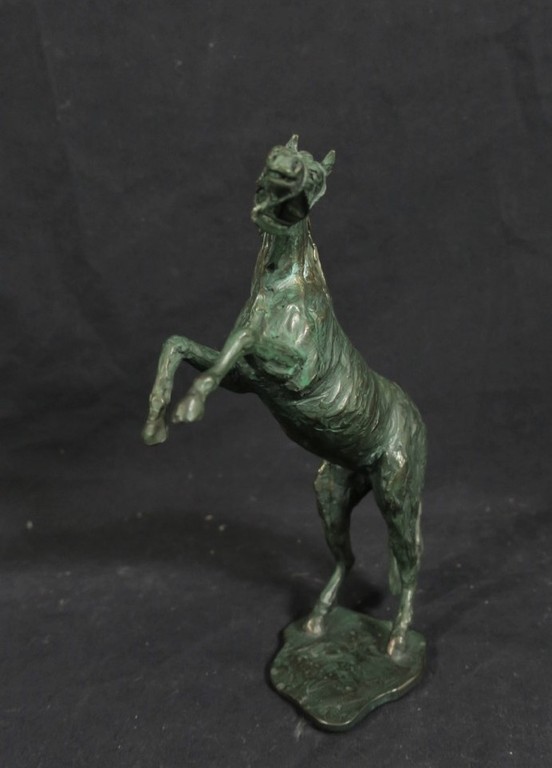 Onbekend gesigneerd: Gepatineerd brons, Steigerend paard kopen? Bied vanaf 1!