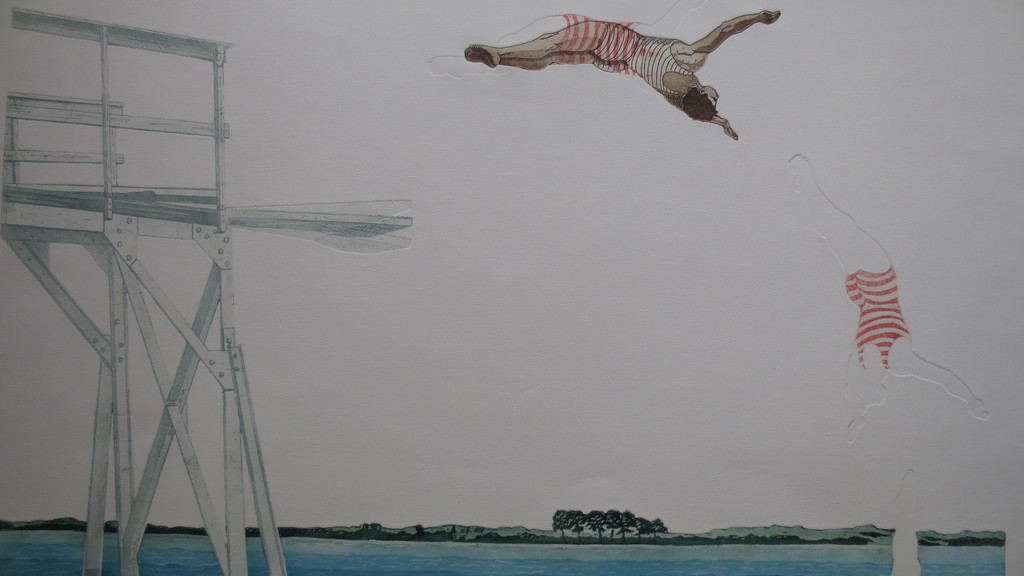 LEENTJE LINDERS KLEURENETS "BOB IS TAKING THE PLUNGE BACKWARDS" verkocht voor € 45!