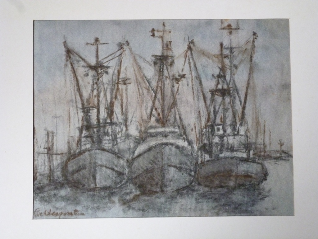 Vissersschepen in de haven van Den Oever verkocht voor € 55!