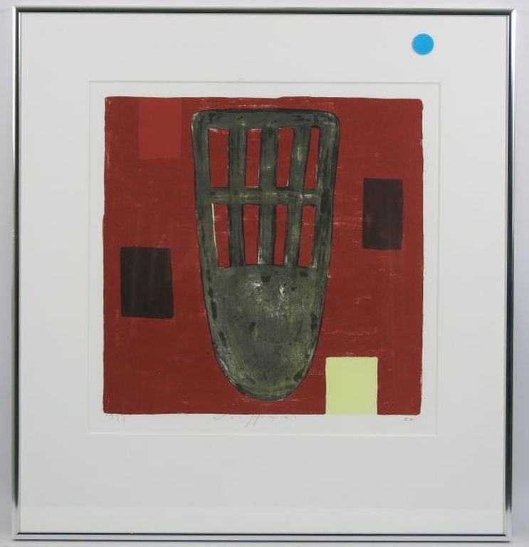 Piet Warffemius, zeefdruk: Zonder titel - ingelijst verkocht voor € 71!