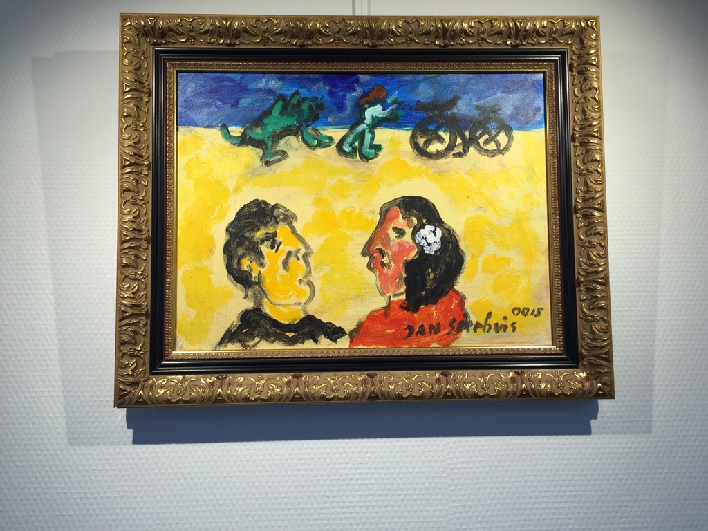 JAN SIERHUIS Origineel op doek Echtpaar met spelende kinderen aan het strand kopen? Bied vanaf 1!