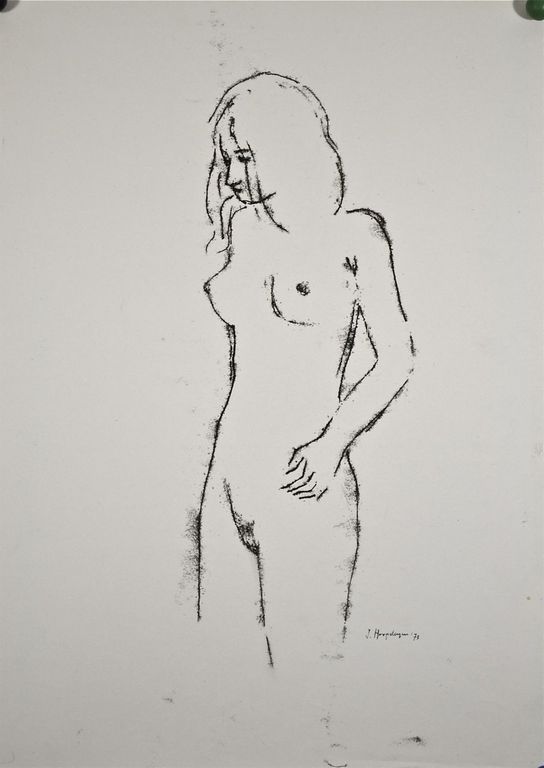 Jan Hoogsteyns: Krijttekening. Vrouwelijk naakt kopen? Bied vanaf 1!