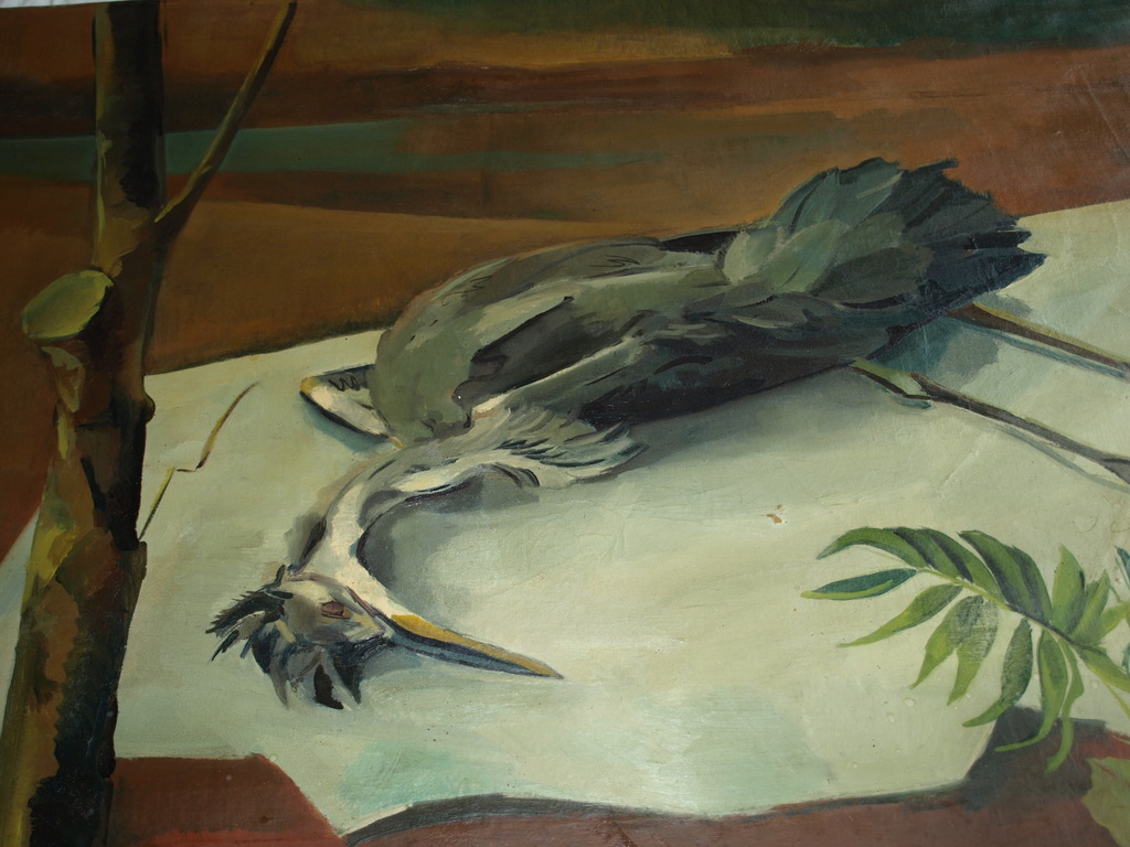 Onbekende kunstenaar - Olieverf op canvas – Reiger is dood - Oud kopen? Bied vanaf 90!