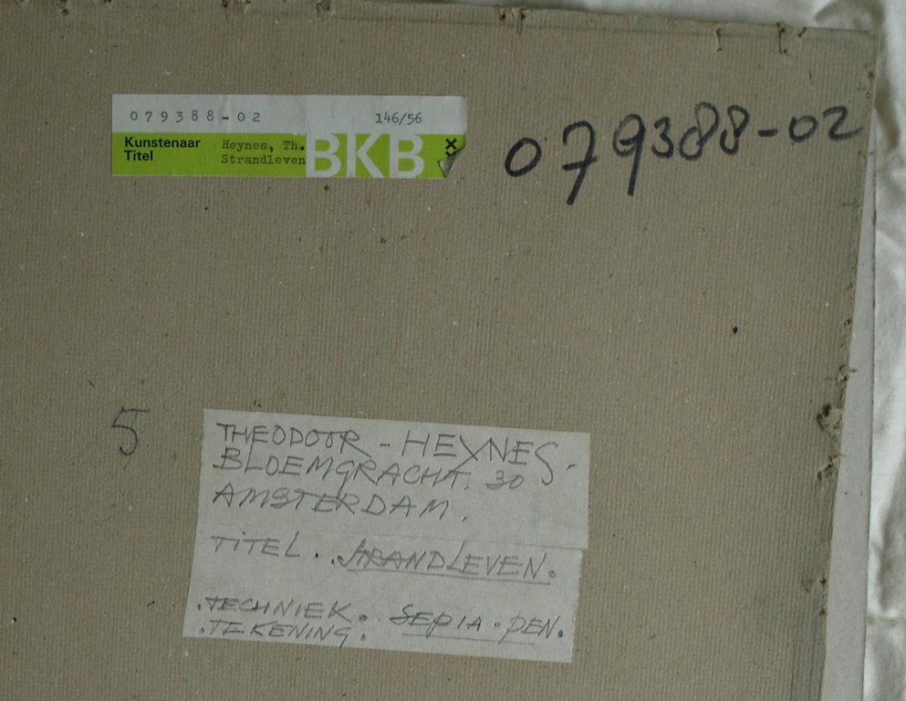 Theodoor Heynes : Sepia pentekening - Strandleven – Gesigneerd - ca 1970 kopen? Bied vanaf 50!