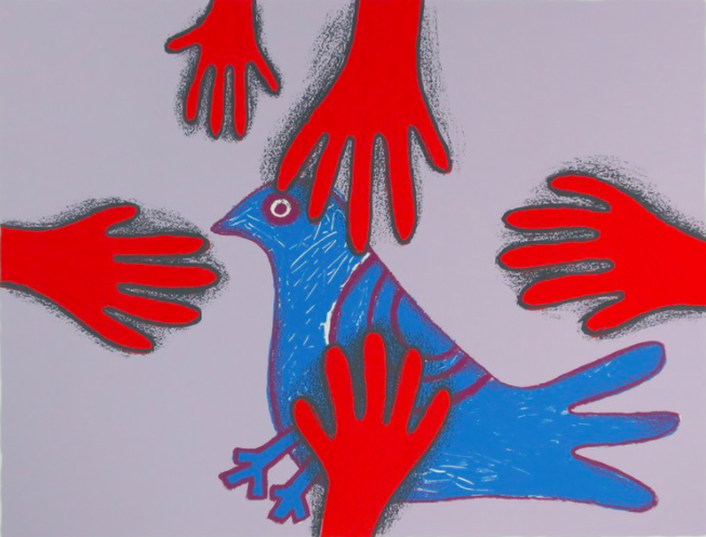 Corneille: Zeefdruk, Z.T. vogel verkocht voor € 200!