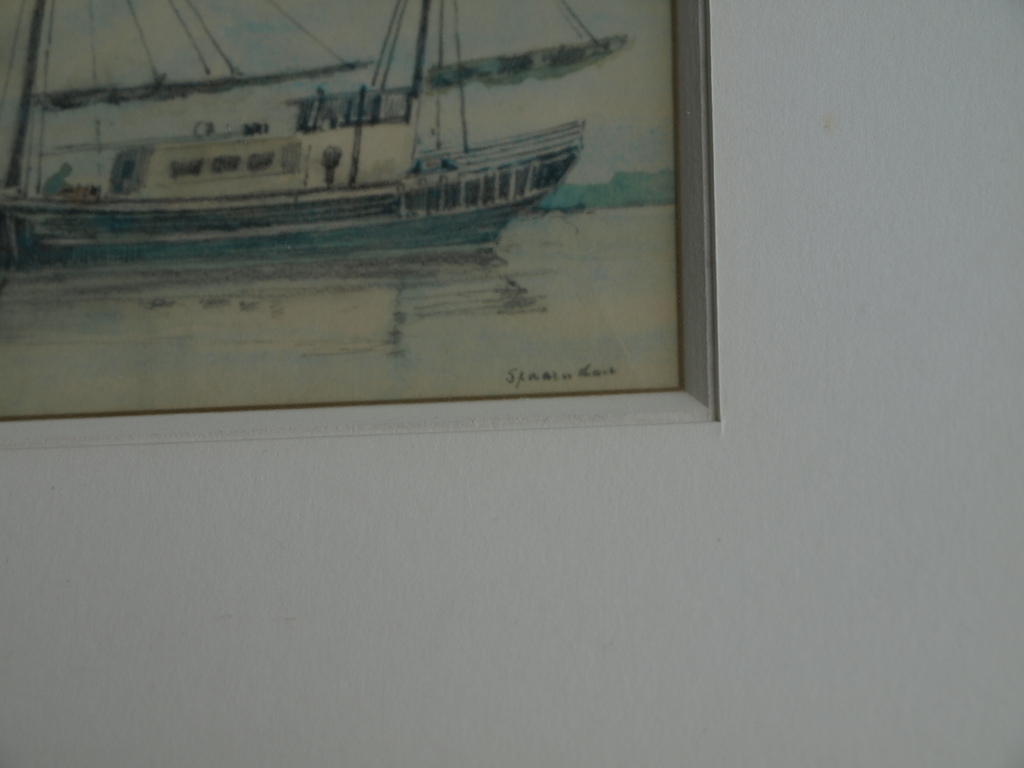 Poppe Damave (1921–1988) : tekening , Spaarndam – Gesigneerd & ingelijst  kopen? Bied vanaf 1!