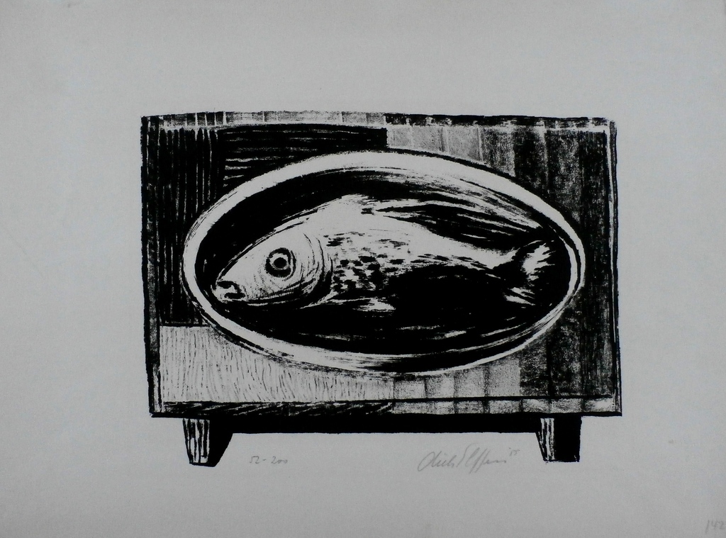 Dick Elffers - litho - Vis - 1955 verkocht voor € 40!