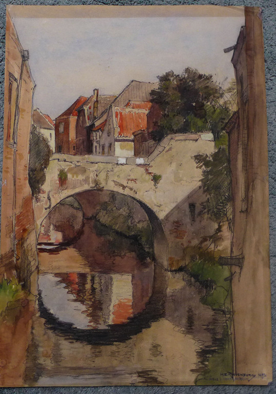 H.E. Roodenburg (1895 - 1987) aquarel uit 1931  voorstelende de DIEZE te s-Herto kopen? Bied vanaf 95!