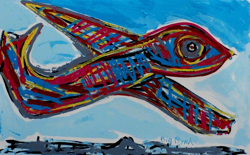  Karel Appel - zeefdruk: Big bird F 28 - 1983 verkocht voor € 200!
