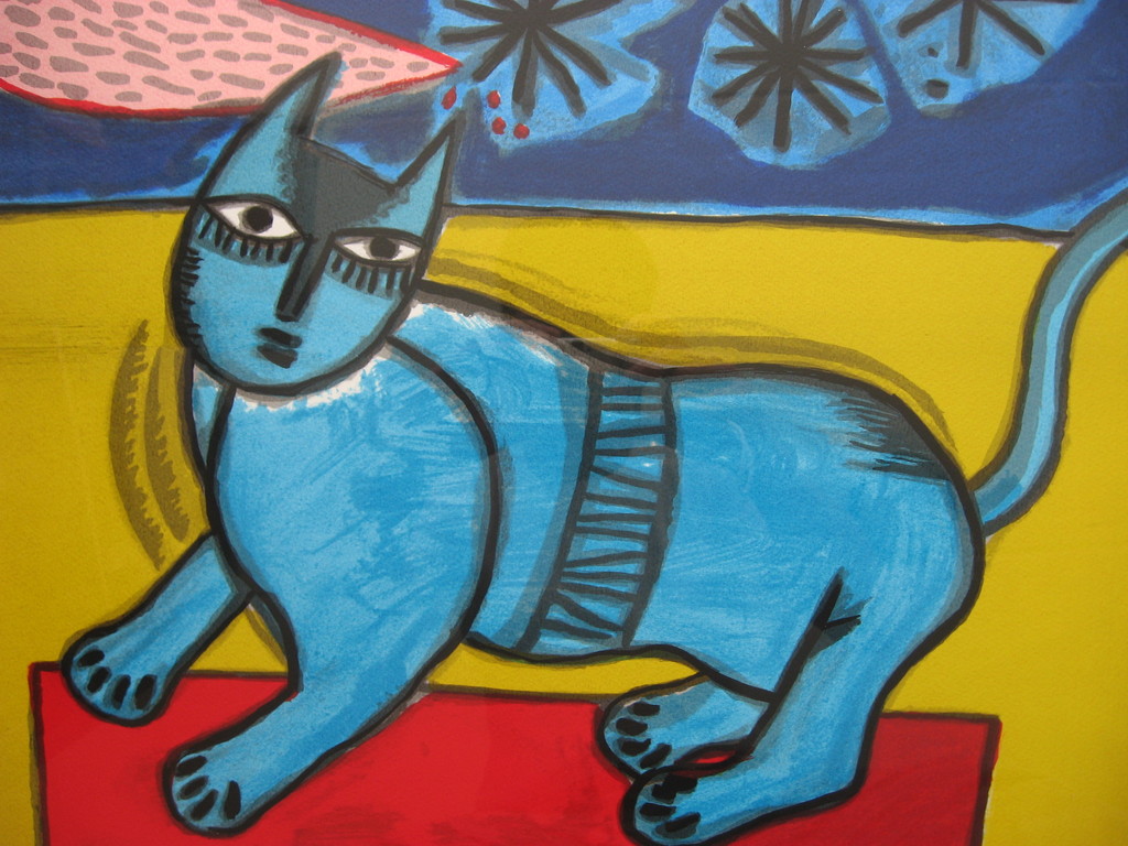 Corneille: Kleurenzeefdruk, 'Chat aux trois étoiles', 1996 verkocht voor € 219!