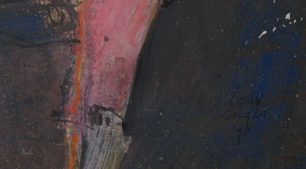 Louis Derijks - Louis Derijks: Gouache, Roze figuur - Ingelijst kopen? Bied vanaf 40!