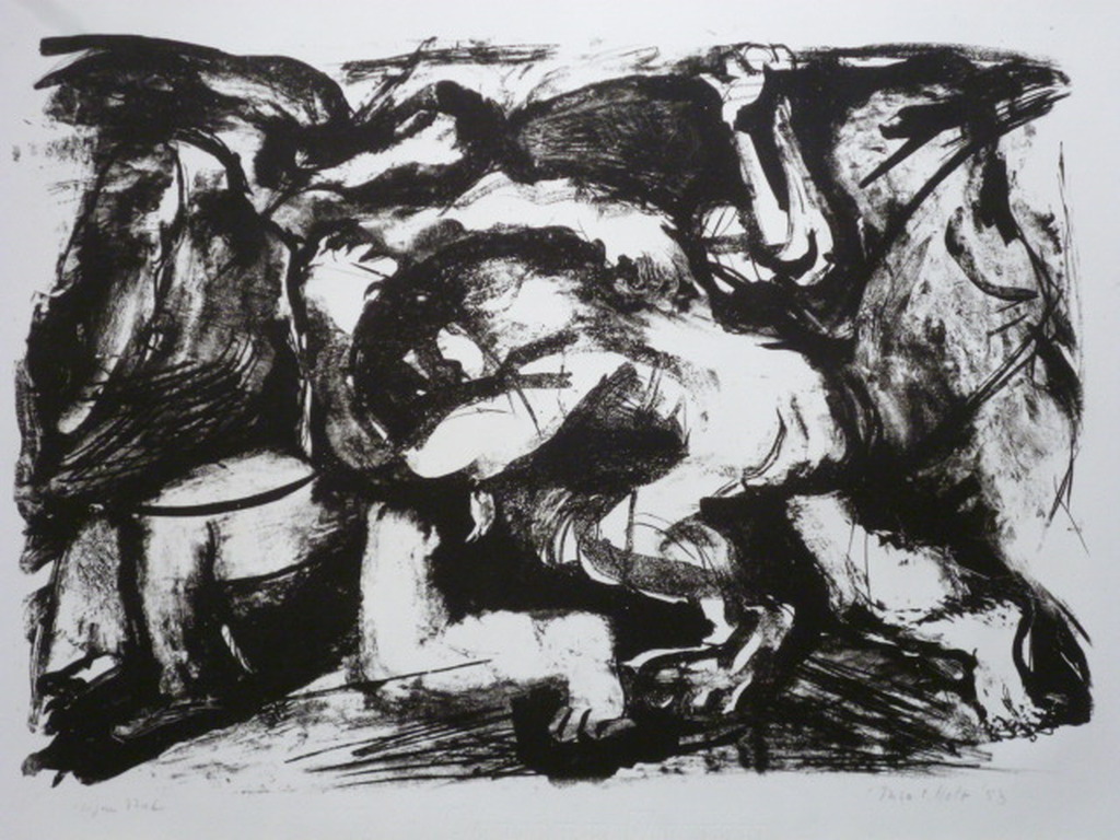 Friso ten Holt - litho - Twee vechtende mannen kopen? Bied vanaf 45!