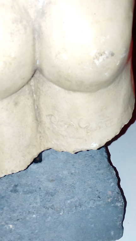 Gipsen mannelijk torso van 41x30 cm. Gesigneerd.  kopen? Bied vanaf 50!