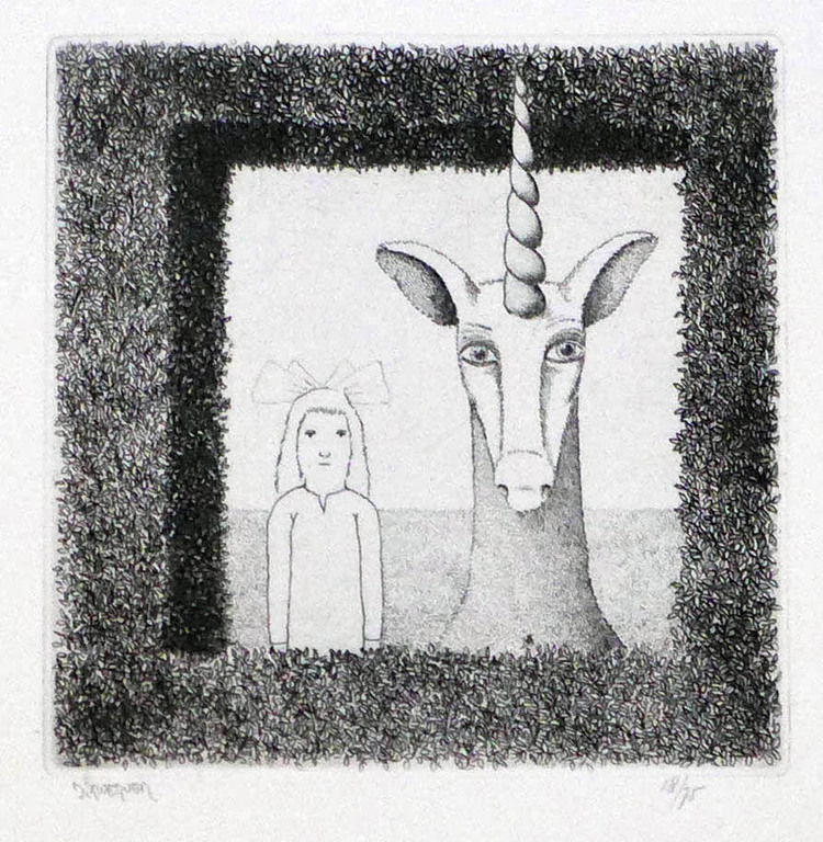 Dolf Zwerver, ets, Eenhoorn kopen? Bied vanaf 75!