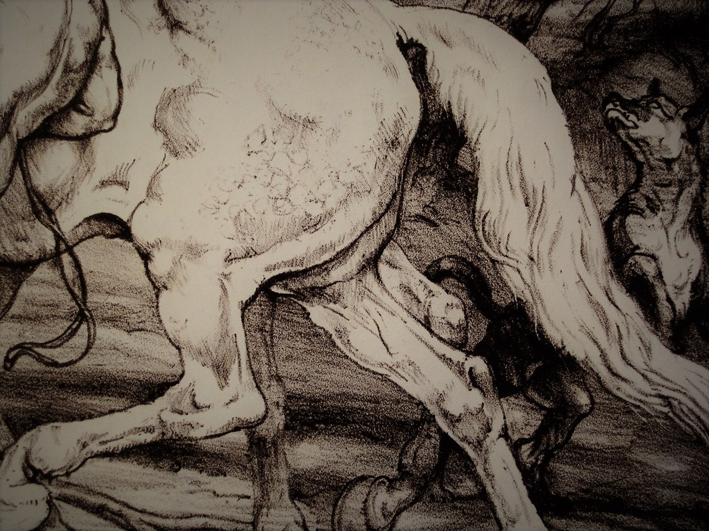 Interessante grote gesigneerde Litho Mythologische voorstelling A.M. Luijt (1879 kopen? Bied vanaf 1!