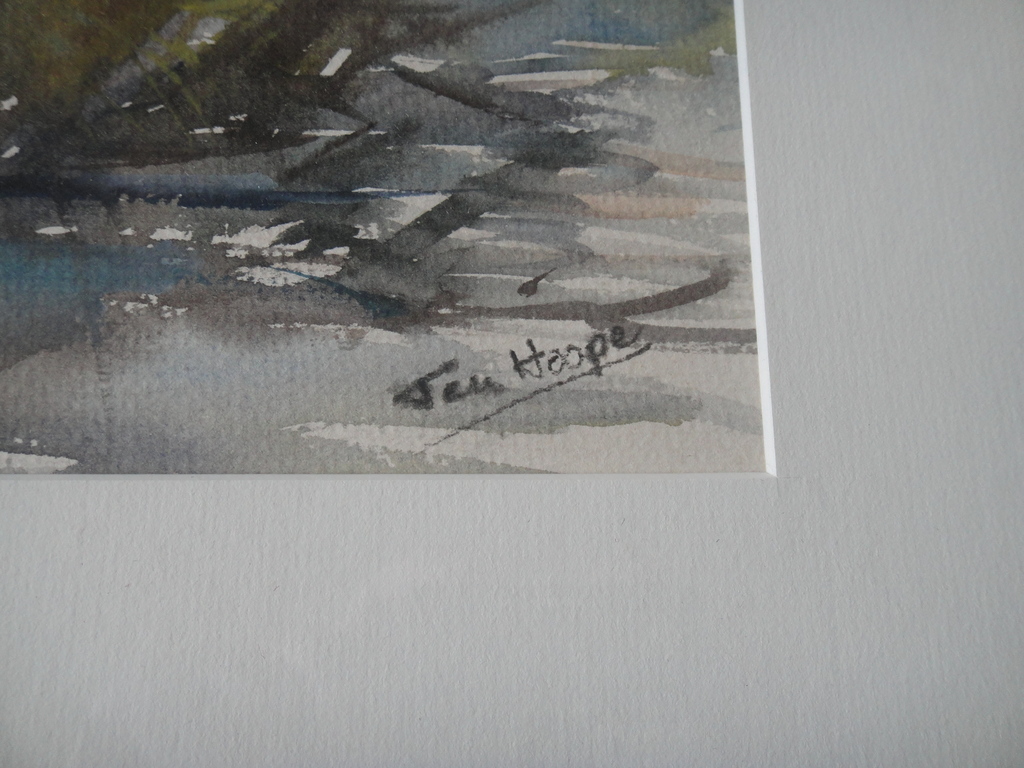 Bob ten Hoope (1920-2014), aquarel, abstract landschap  kopen? Bied vanaf 55!