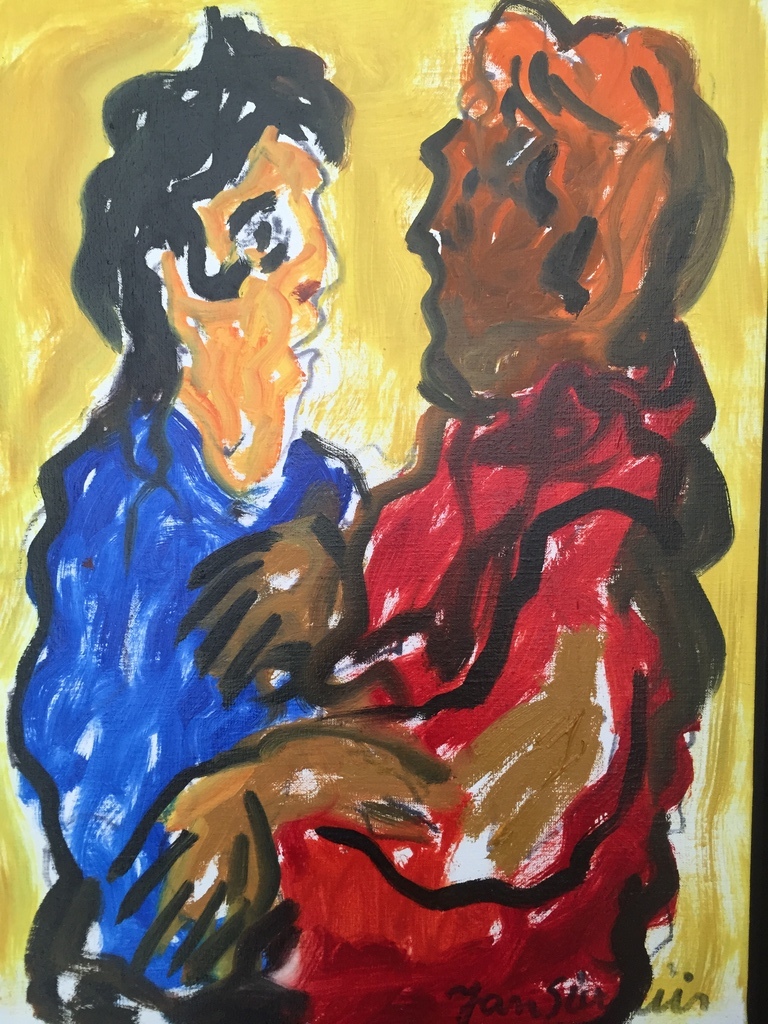 JAN SIERHUIS origineel schilderij Titel: het gesprek kopen? Bied vanaf 1!