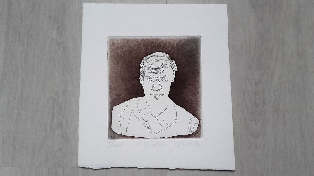 Jan Prins - Zelfportret - Miniatuur - Gesigneerd 80 - Ets kopen? Bied vanaf 1!