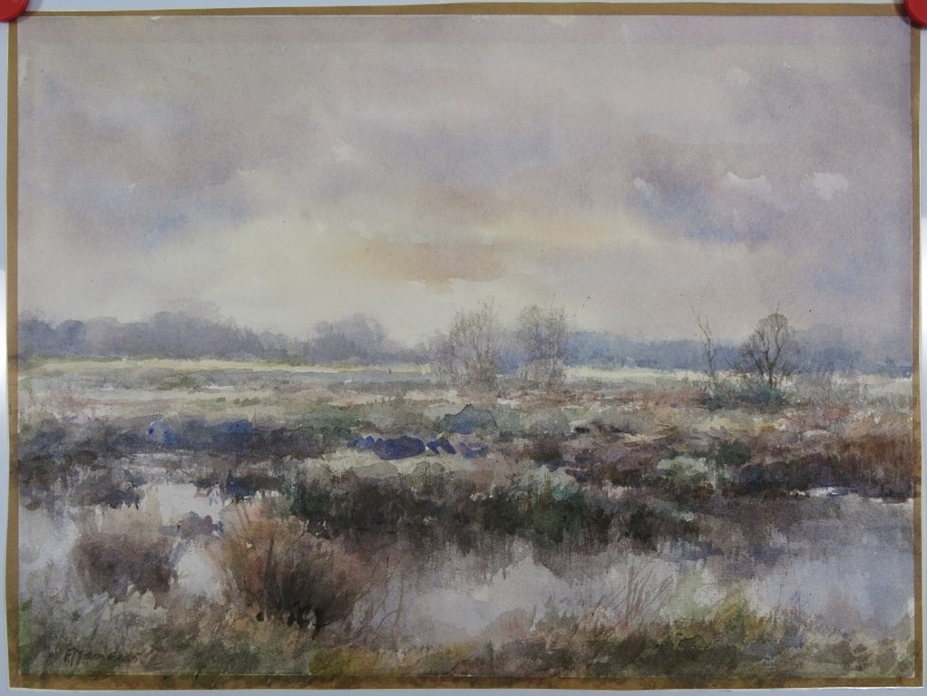 Frans Manders: Aquarel, Landschap kopen? Bied vanaf 1!