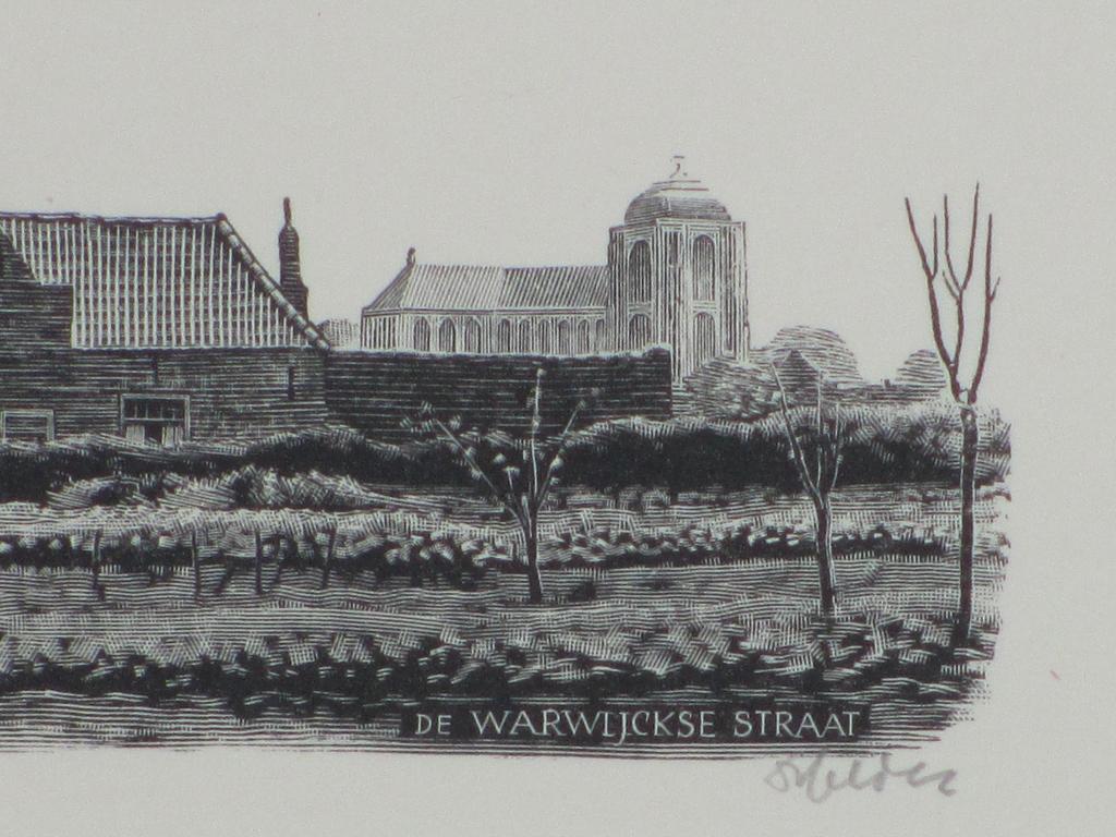 Dirk van Gelder, Warwijcksestraat Veere - Houtgravure 1952 kopen? Bied vanaf 50!